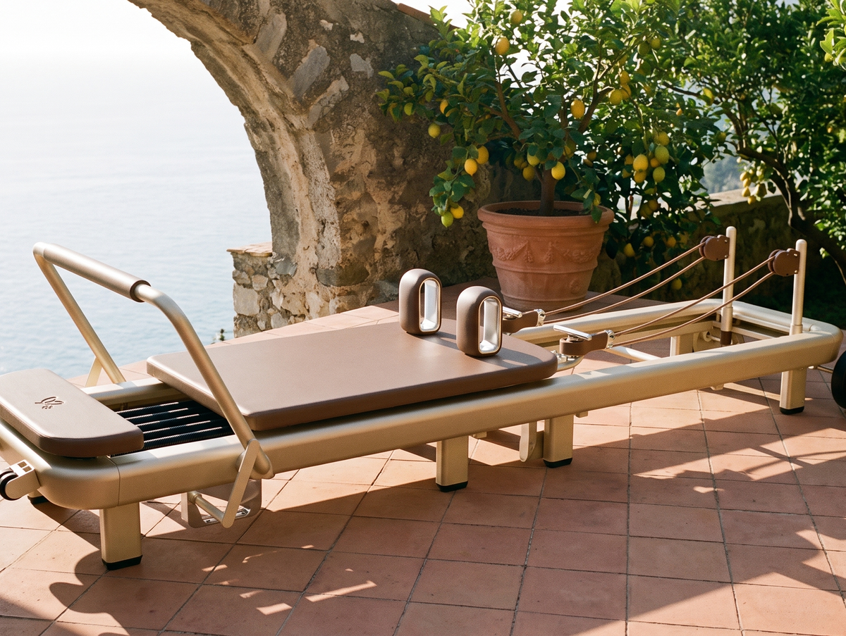 Elemental TerraFold Pilates reformer in an outdoor setting in Sicily