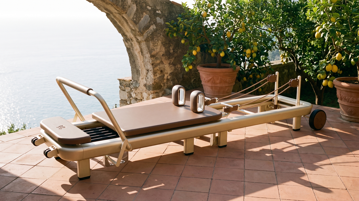 Elemental TerraFold Pilates reformer in an outdoor setting in Sicily