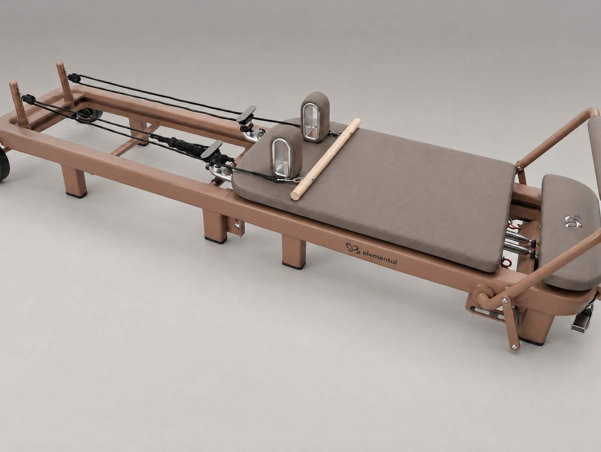 Elemental TerraFold Pilates reformer in Au Terroir viewed as a sculptural design object