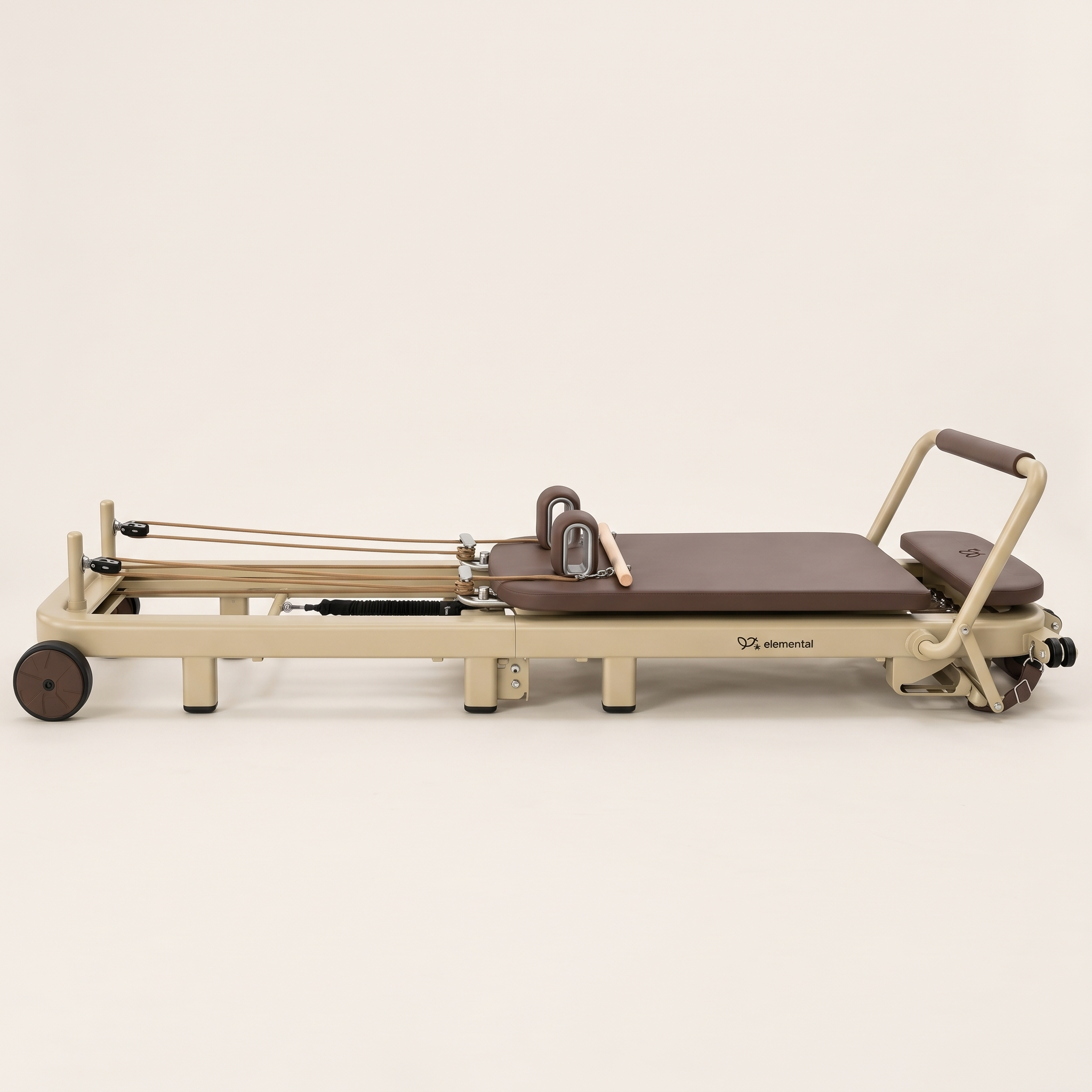 Elemental TerraFold Pilates reformer in Au Sable, shown open in full side profile for home practice