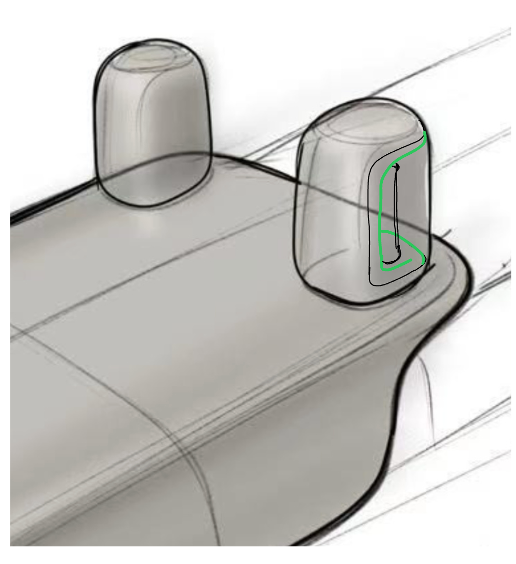 TerraFold integrated shoulder-rest concept sketch